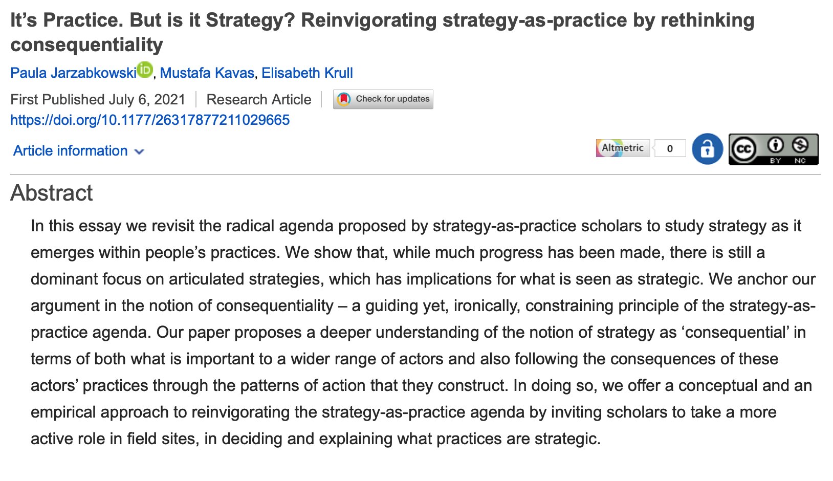 It’s Practice. But is it Strategy? Reinvigorating strategy-as-practice by rethinking consequentiality